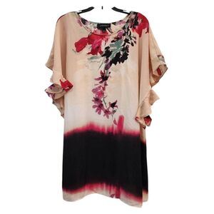Jonathan Martin dress ruffle sleeve floral ombre pink black Size Large
